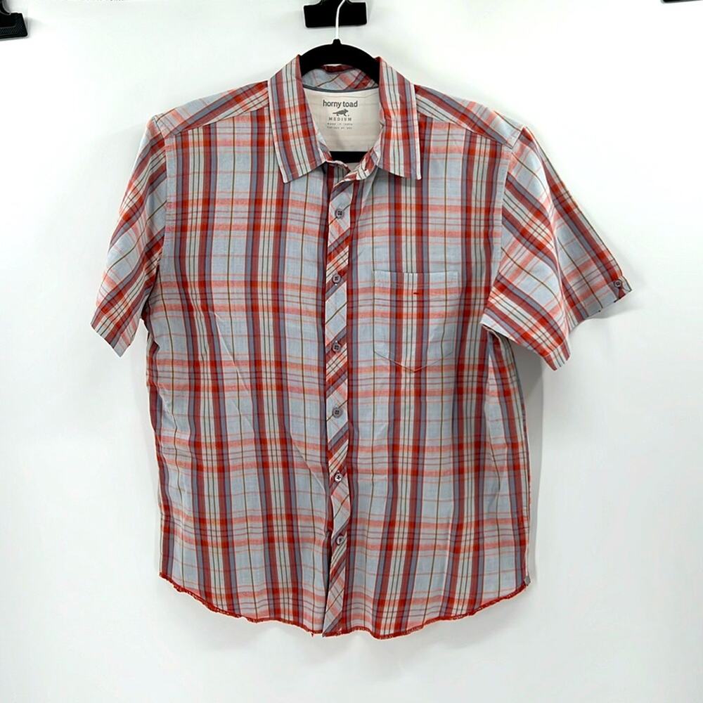 Horny Toad Organic Cotton Short Sleeve Button Down - Plaid - Medium